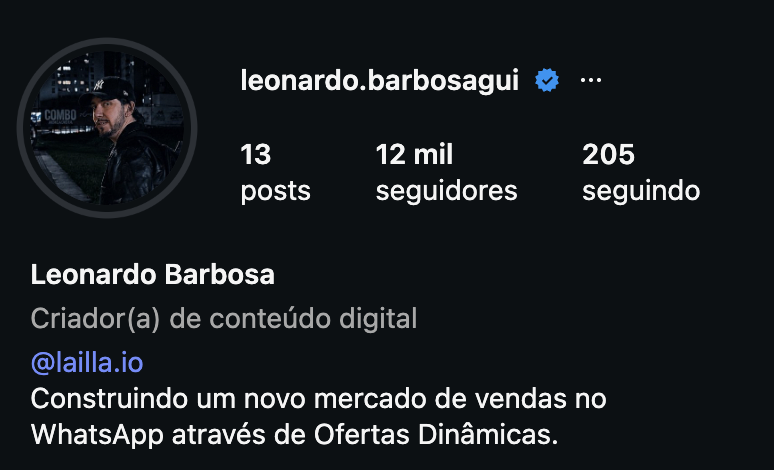 Prévia do perfil do Instagram de Leonardo Barbosa